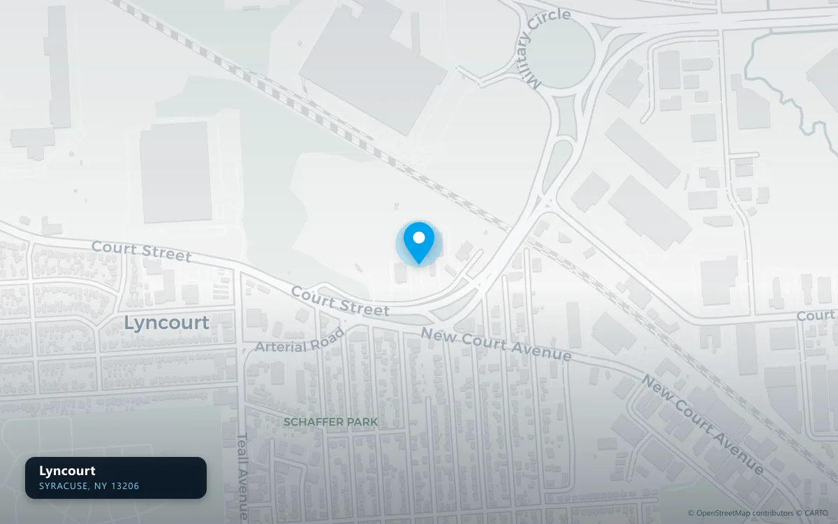 Map of Lyncourt, Syracuse NY 13206, a basement waterproofing service area