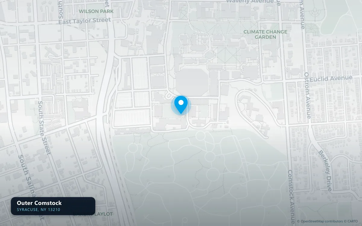 Map of Outer Comstock, Syracuse NY 13210, a basement waterproofing service area