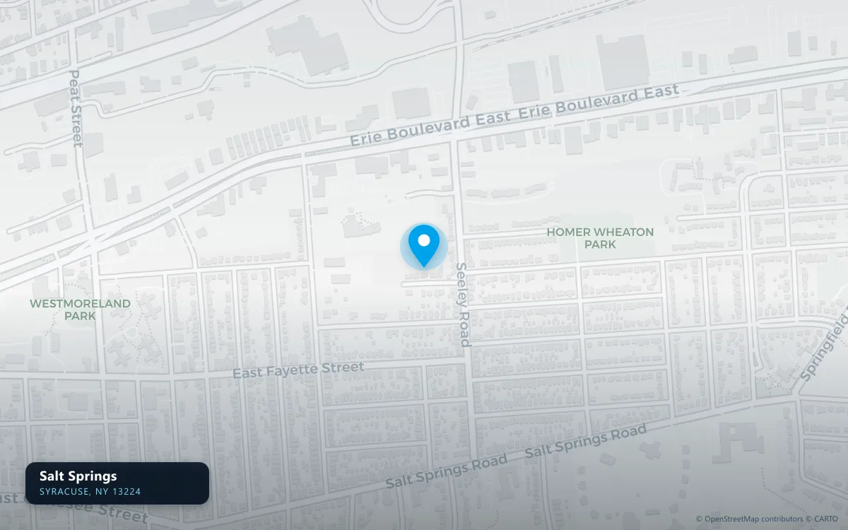Map of Salt Springs, Syracuse NY 13224, a basement waterproofing service area