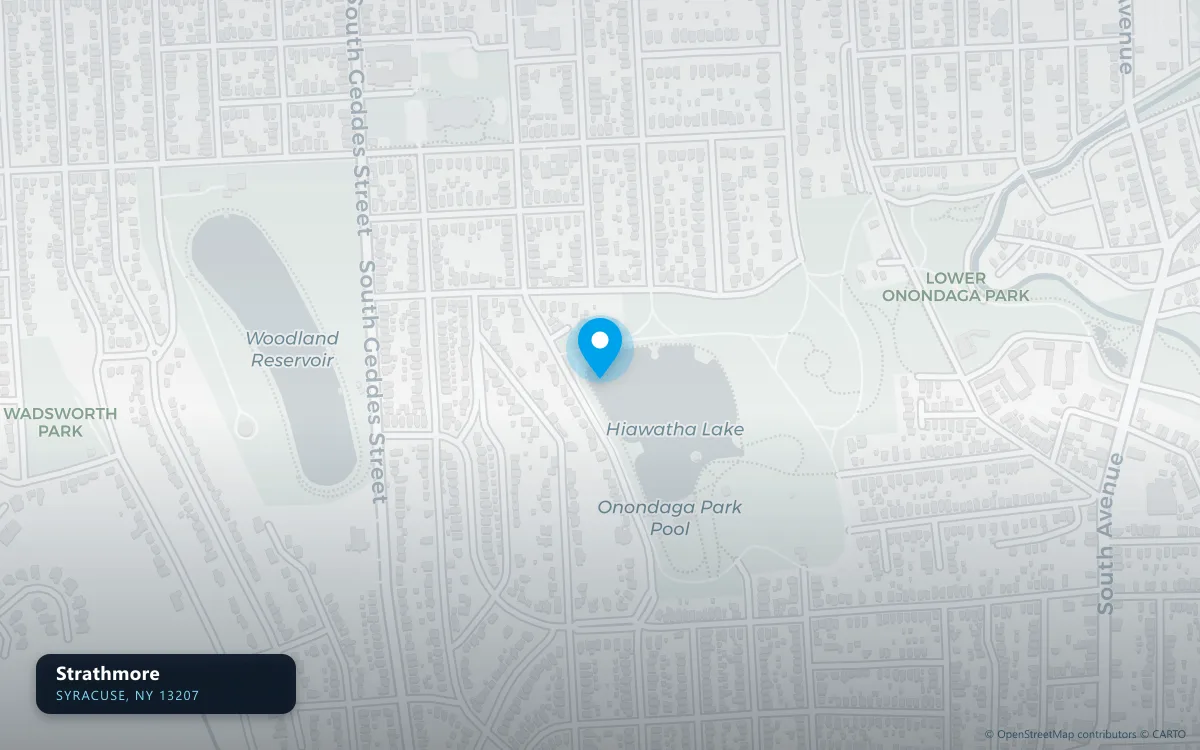 Map of Strathmore, Syracuse NY 13207, a basement waterproofing service area