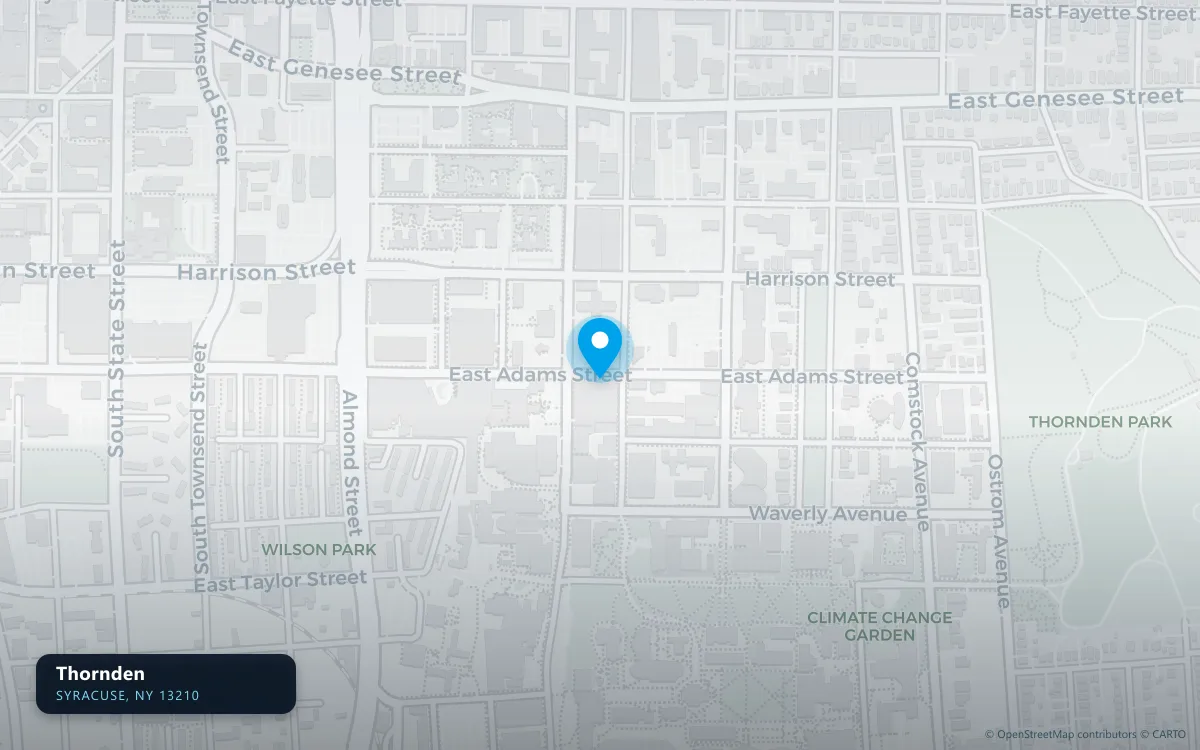 Map of Thornden, Syracuse NY 13210, a basement waterproofing service area