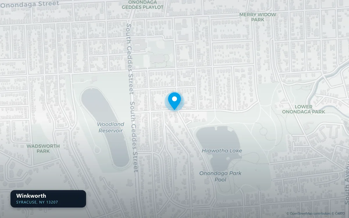 Map of Winkworth, Syracuse NY 13207, a basement waterproofing service area